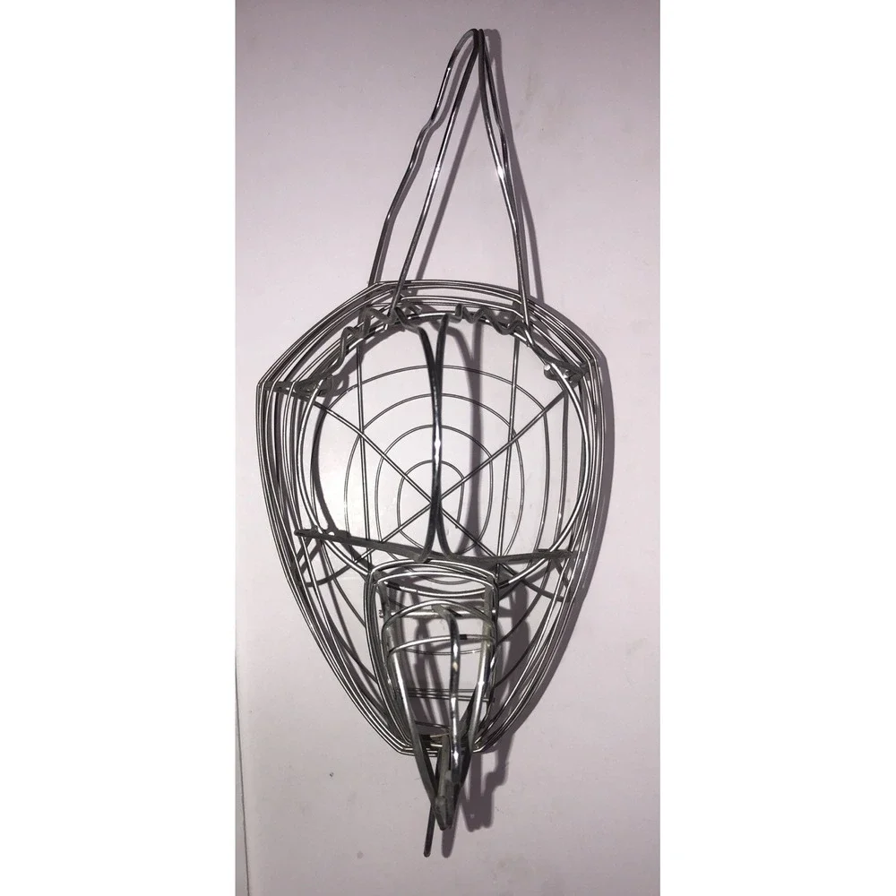 Chicken Hen Egg Basket Gray Chrome‎ Wire Large Farmhouse Country Vintage Kitchen